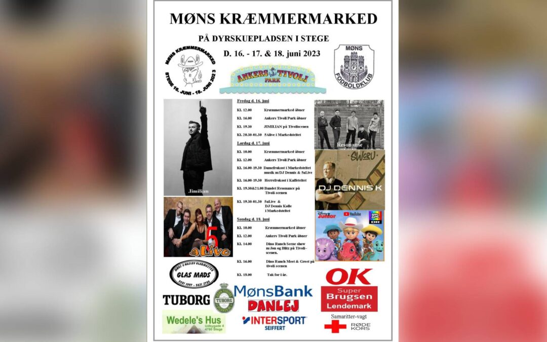 Møns Kræmmermarked 16., 17. og 18. juni 2023