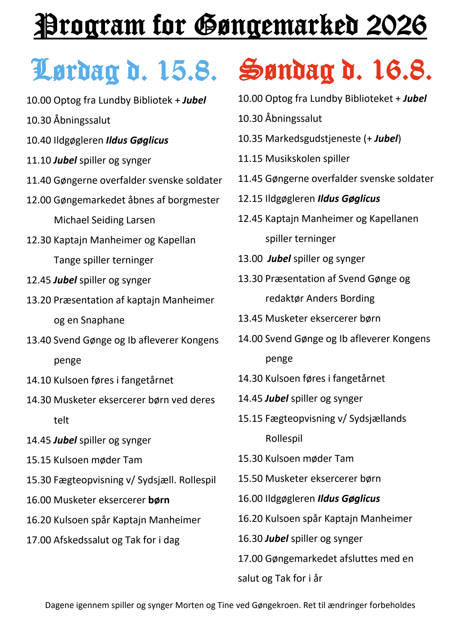 Program for Gøngemarked 2026